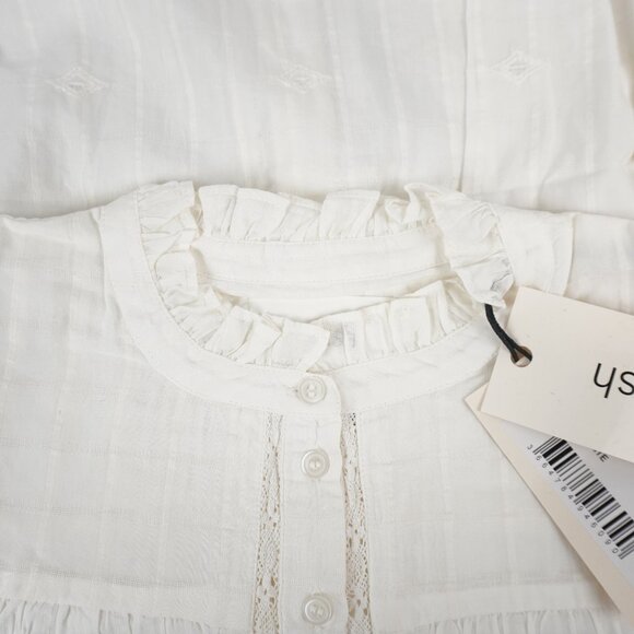 ba&sh Melody Long-Sleeve Embroidered Blouse In White Women's Size 1/Small - NWT - Picture 7 of 11